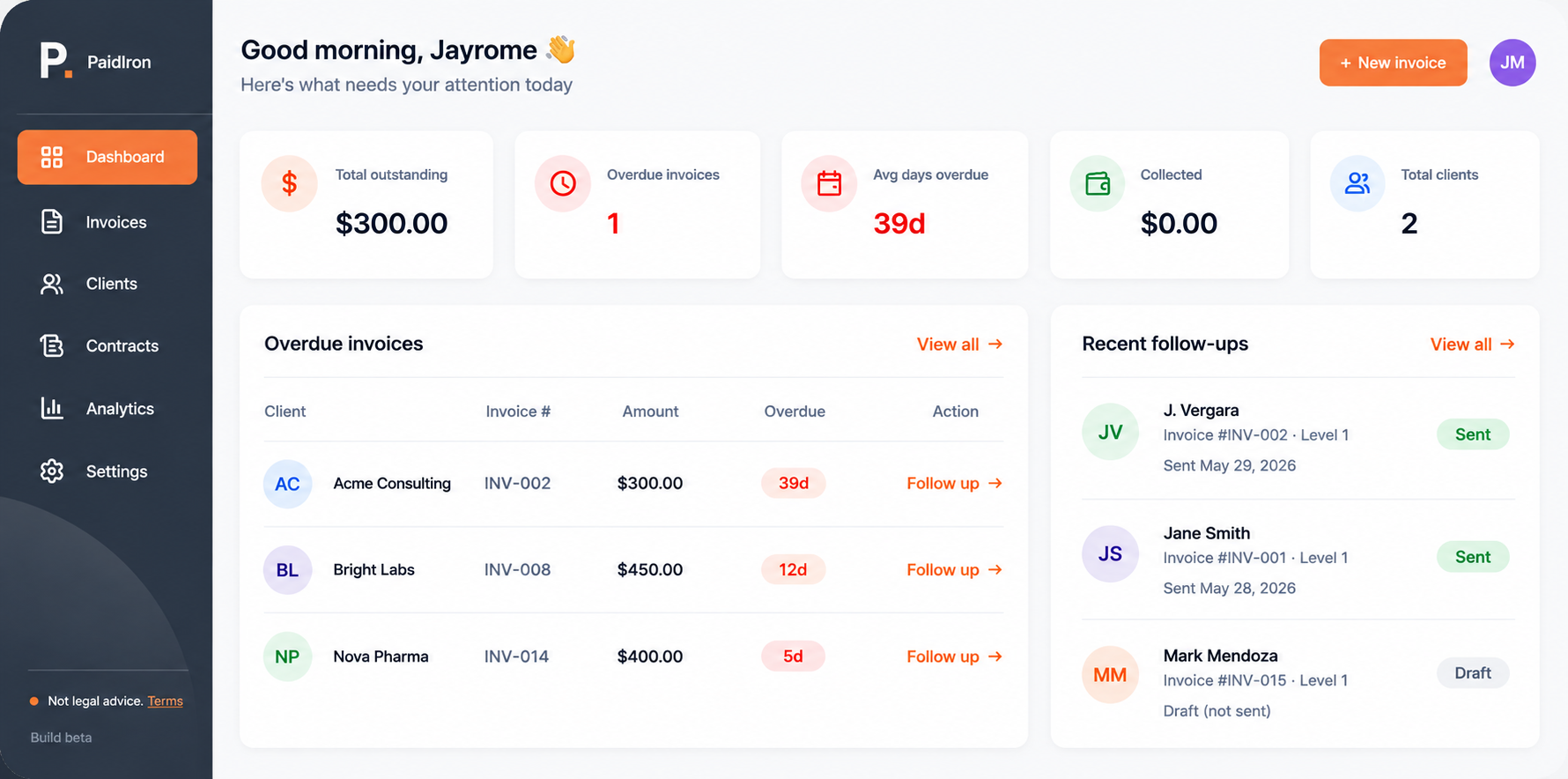 PaidIron product interface
