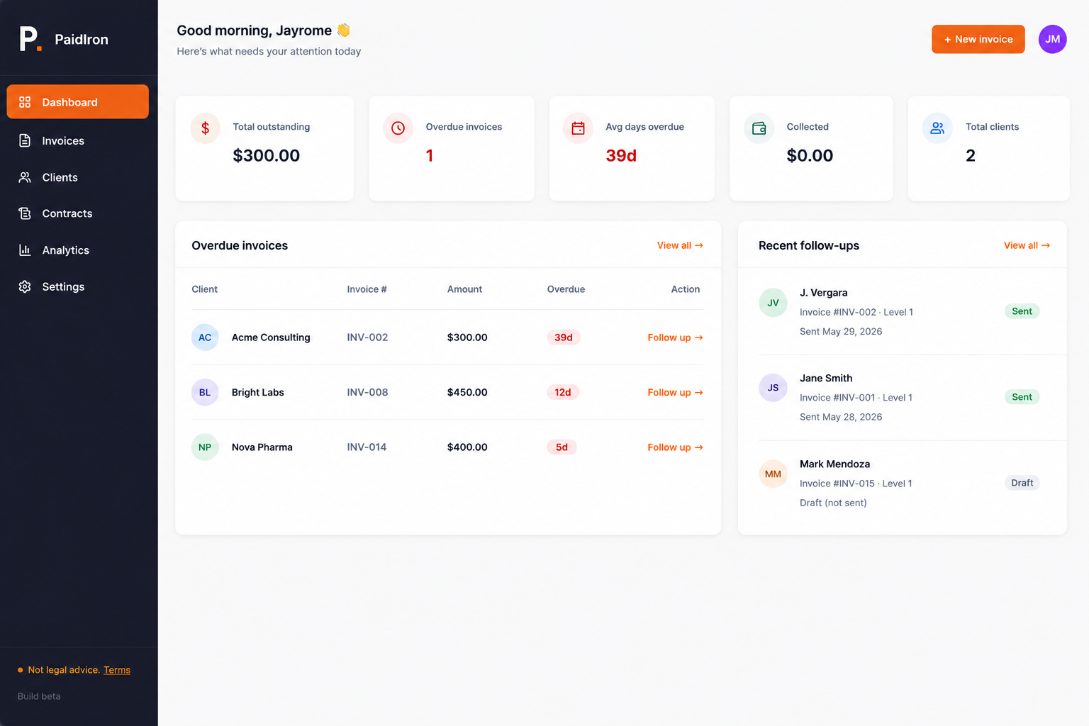 PaidIron product interface