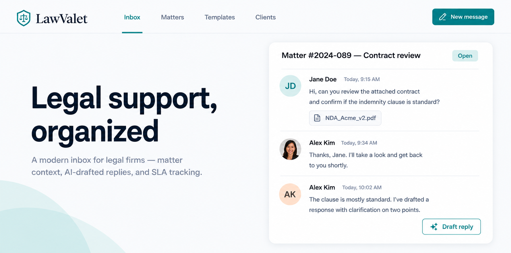 LawValet product interface